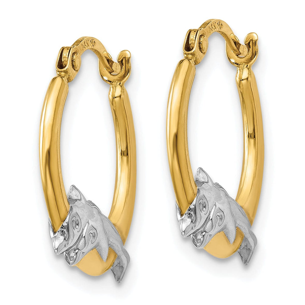 Lovely Rita's Earrings 14K Yellow Gold Stunning Rhodium-Plated 14 mm Dolphin Hoop Earrings