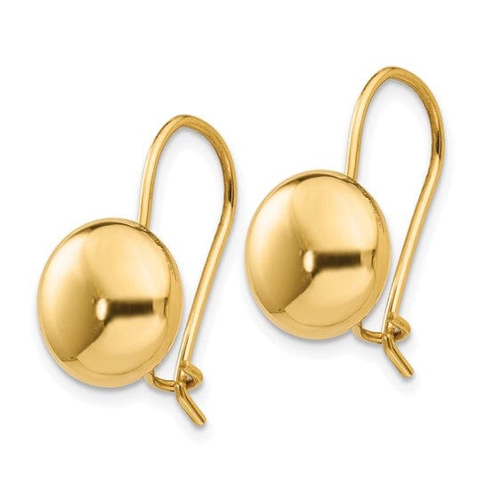Lovely Rita's Earrings 14K Yellow Gold Stylish Polished 10.5mm Button Kidney Wire Earrings