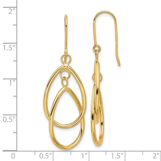 Lovely Rita's Earrings 14K Yellow Gold Stylish Polished 16mm Double Circle Wire Earrings