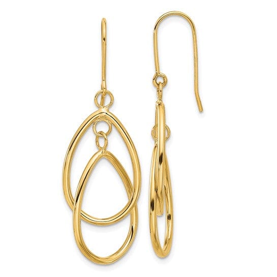 Lovely Rita's Earrings 14K Yellow Gold Stylish Polished 16mm Double Circle Wire Earrings