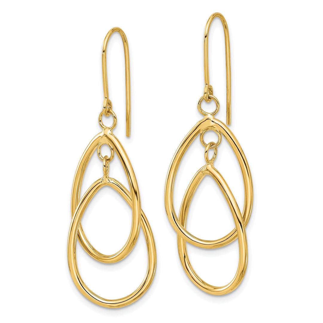 Lovely Rita's Earrings 14K Yellow Gold Stylish Polished 16mm Double Circle Wire Earrings