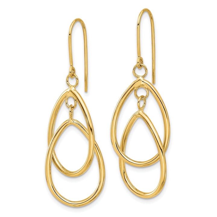 Lovely Rita's Earrings 14K Yellow Gold Stylish Polished 16mm Double Circle Wire Earrings