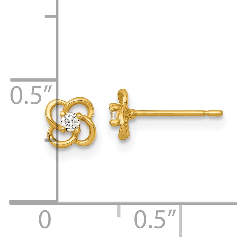 Lovely Rita's Earrings 14K Yellow Gold Stylish Polished 5.3mm CZ Flower Post Earrings