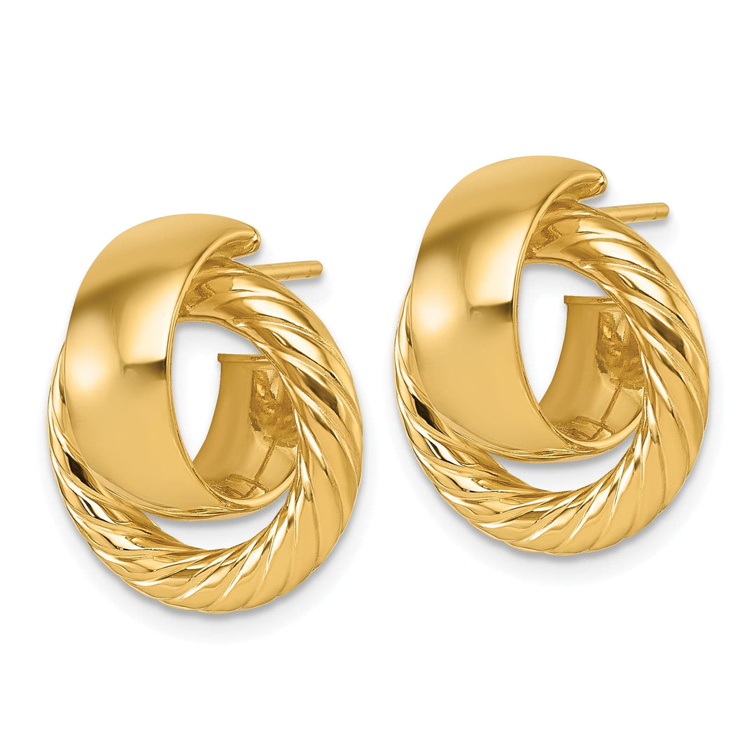 Lovely Rita's Earrings 14K Yellow Gold Stylish Twisted 16mm Doorknocker Post Dangle Earrings
