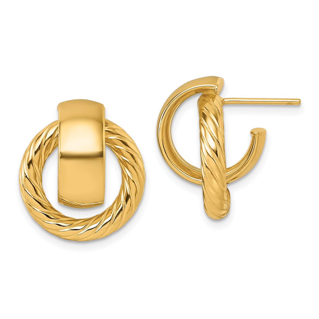 Lovely Rita's Earrings 14K Yellow Gold Stylish Twisted 16mm Doorknocker Post Dangle Earrings