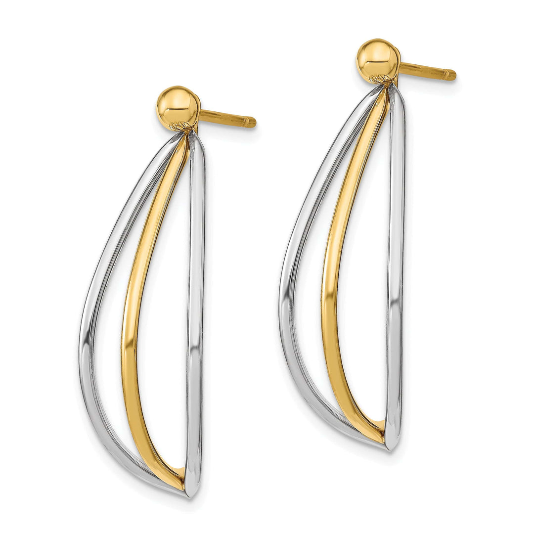Lovely Rita's Earrings 14K Yellow Gold Stylish White Rhodium 12.6mm Ball Stud Jacket Earrings