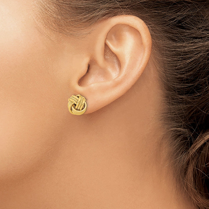Lovely Rita's Earrings 14K Yellow Gold Sweet Polished 12.5mm Triple Love Knot Post Earrings