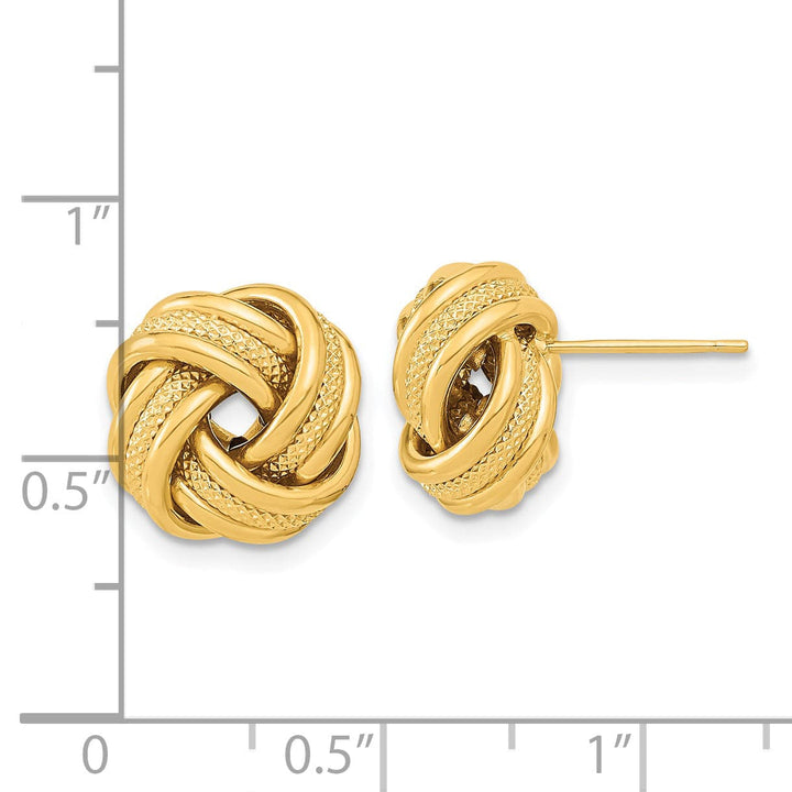 Lovely Rita's Earrings 14K Yellow Gold Sweet Polished 12.5mm Triple Love Knot Post Earrings