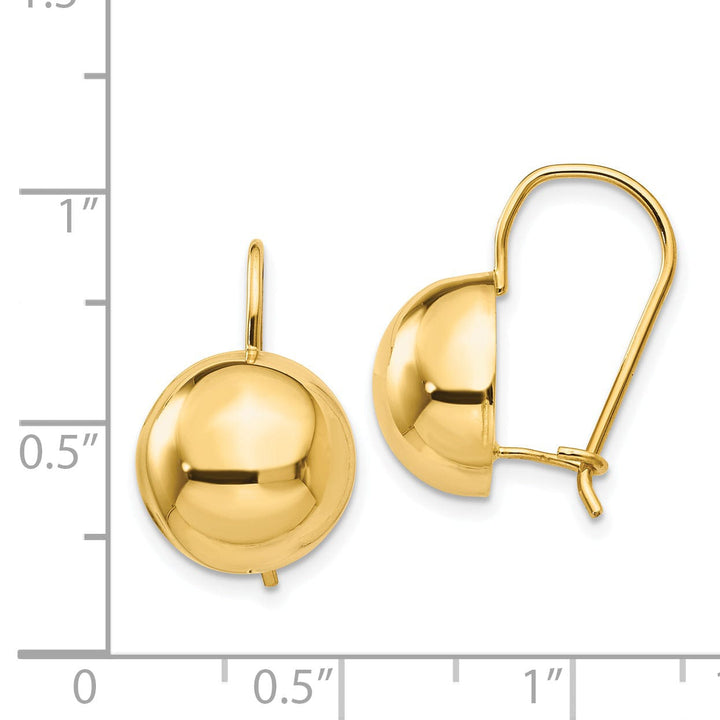 Lovely Rita's Earrings 14K Yellow Gold Sweet Polished 12mm Hollow Half Ball Post Earrings