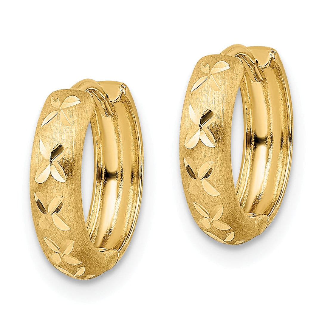 Lovely Rita's Earrings 14K Yellow Gold Timeless Brushed 13.77mm X 3x13mm Hinged Hoop Earrings