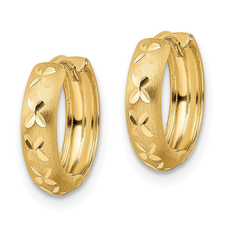 Lovely Rita's Earrings 14K Yellow Gold Timeless Brushed 13.77mm X 3x13mm Hinged Hoop Earrings