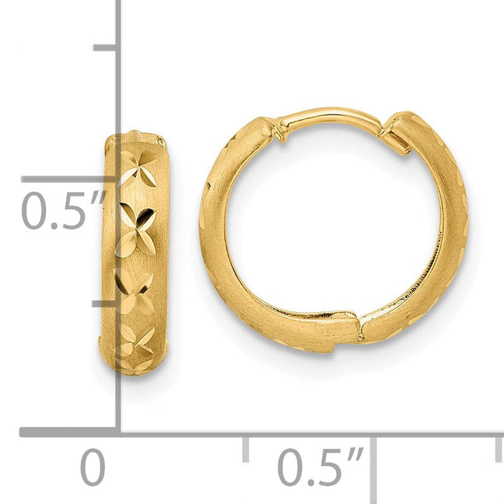 Lovely Rita's Earrings 14K Yellow Gold Timeless Brushed 13.77mm X 3x13mm Hinged Hoop Earrings