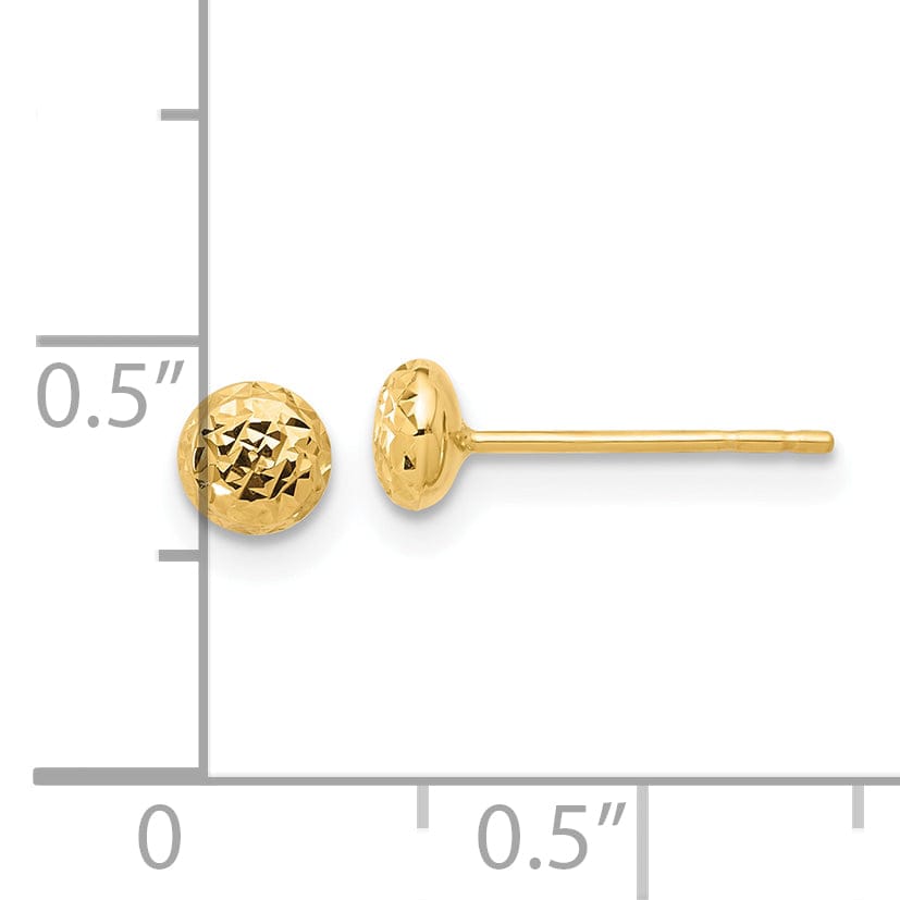 Lovely Rita's Earrings 14K Yellow Gold Timeless Diamond-Cut 4.5mm Button Post Earrings