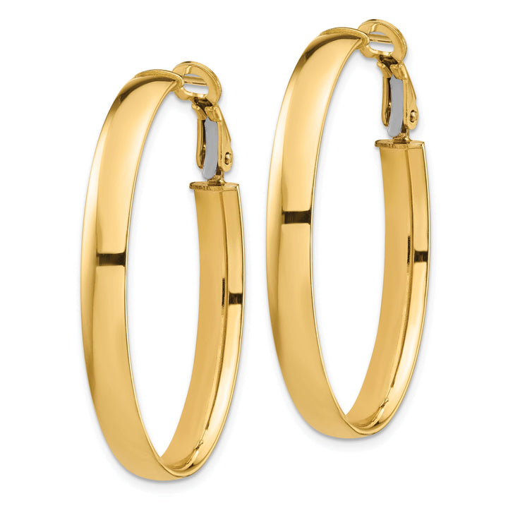 Lovely Rita's Earrings 14K Yellow Gold Timeless High Polished 26.68mm Oval Omega Hoops
