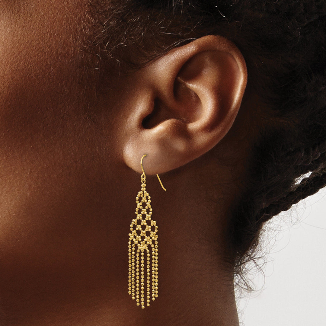 Lovely Rita's Earrings 14K Yellow Gold Timeless Polished 11 mm Bead Chain Dangle Earrings