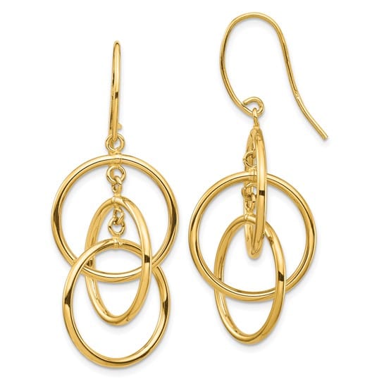 Lovely Rita's Earrings 14K Yellow Gold Timeless Polished 18mm Circles Dangle Earrings