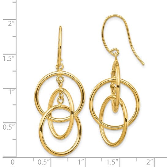 Lovely Rita's Earrings 14K Yellow Gold Timeless Polished 18mm Circles Dangle Earrings