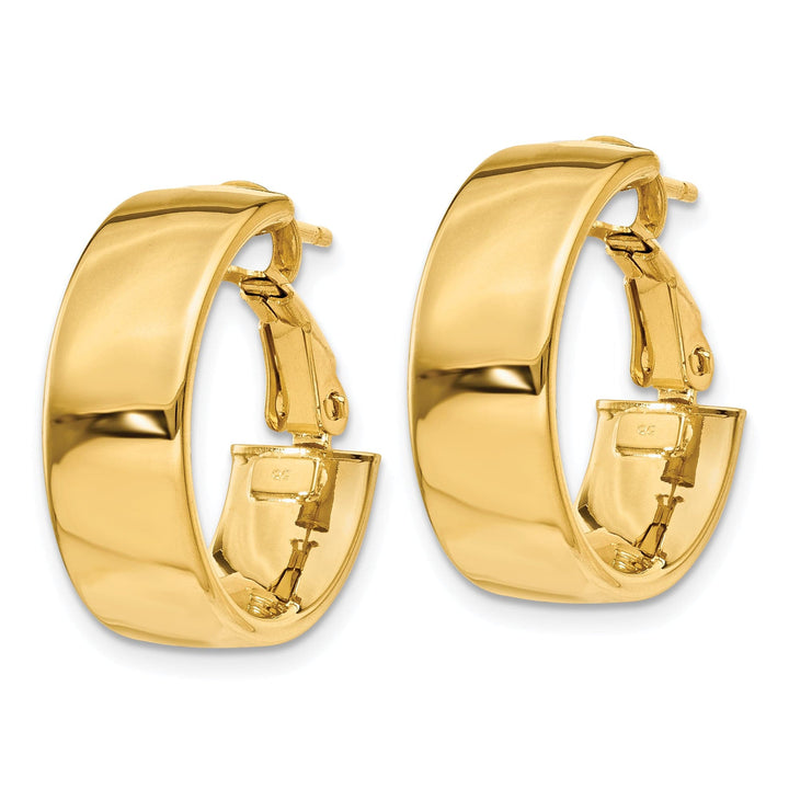 Lovely Rita's Earrings 14K Yellow Gold Timeless Polished 19.5mm Flat Tube Omega Hoops