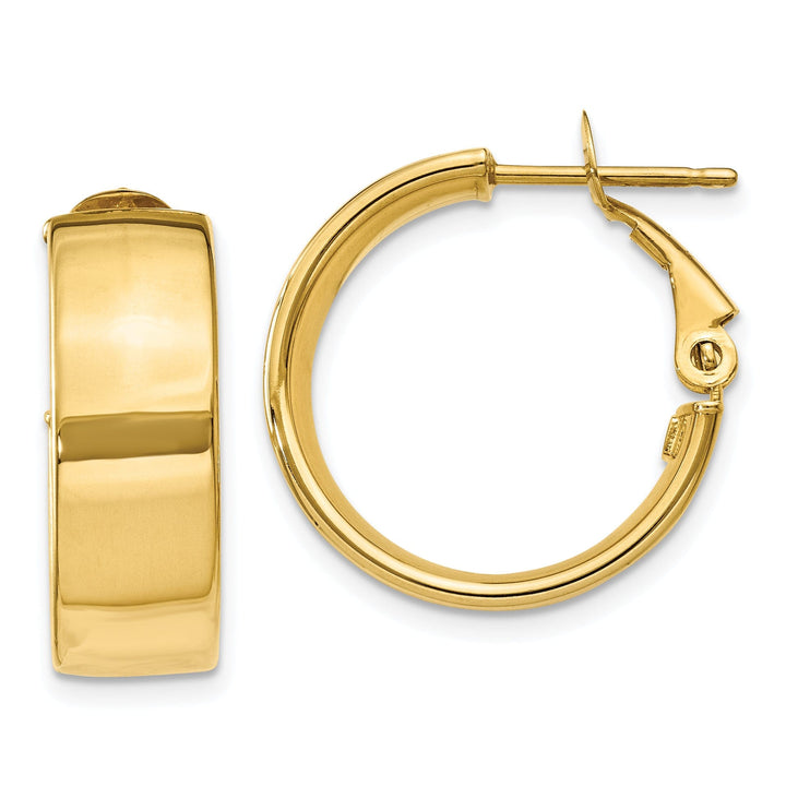 Lovely Rita's Earrings 14K Yellow Gold Timeless Polished 19.5mm Flat Tube Omega Hoops