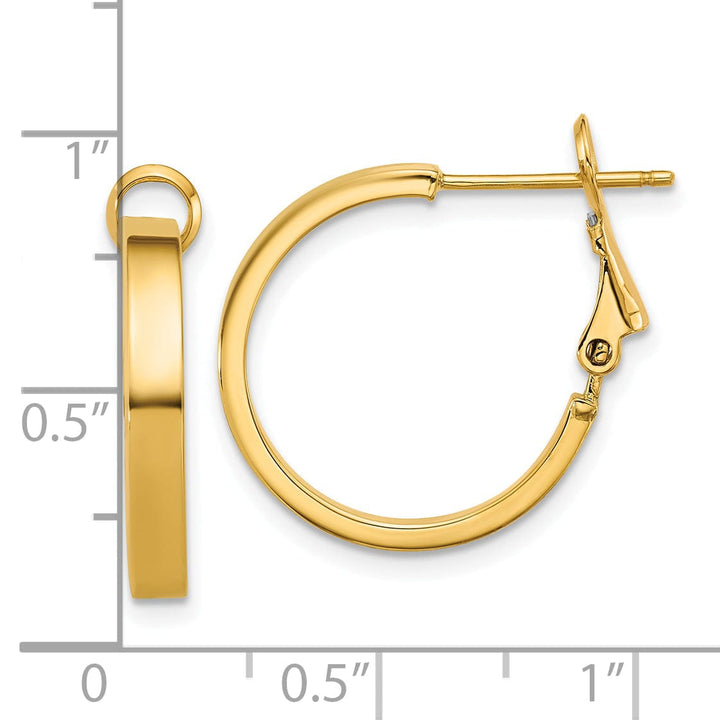 Lovely Rita's Earrings 14K Yellow Gold Timeless Polished 19mm Square Tube Omega Hoops