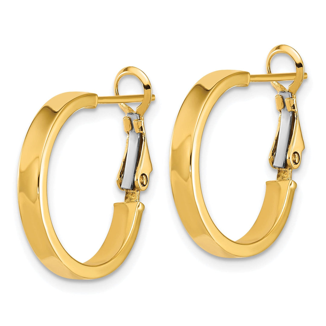 Lovely Rita's Earrings 14K Yellow Gold Timeless Polished 19mm Square Tube Omega Hoops