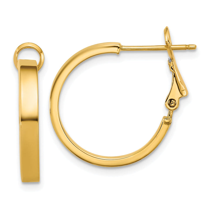 Lovely Rita's Earrings 14K Yellow Gold Timeless Polished 19mm Square Tube Omega Hoops