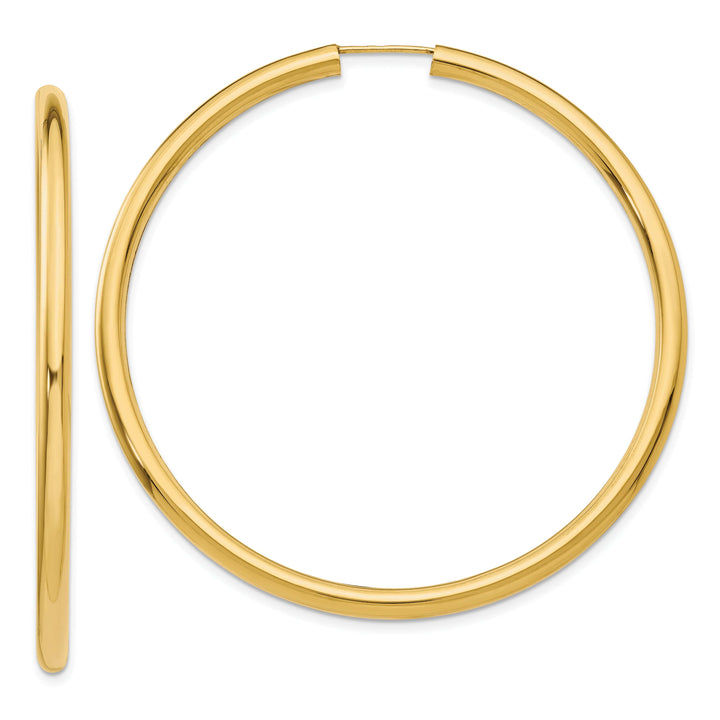 Lovely Rita's Earrings 14K Yellow Gold Timeless Polished 3.00x55mm Endless Hoop Earrings