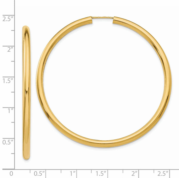 Lovely Rita's Earrings 14K Yellow Gold Timeless Polished 3.00x55mm Endless Hoop Earrings