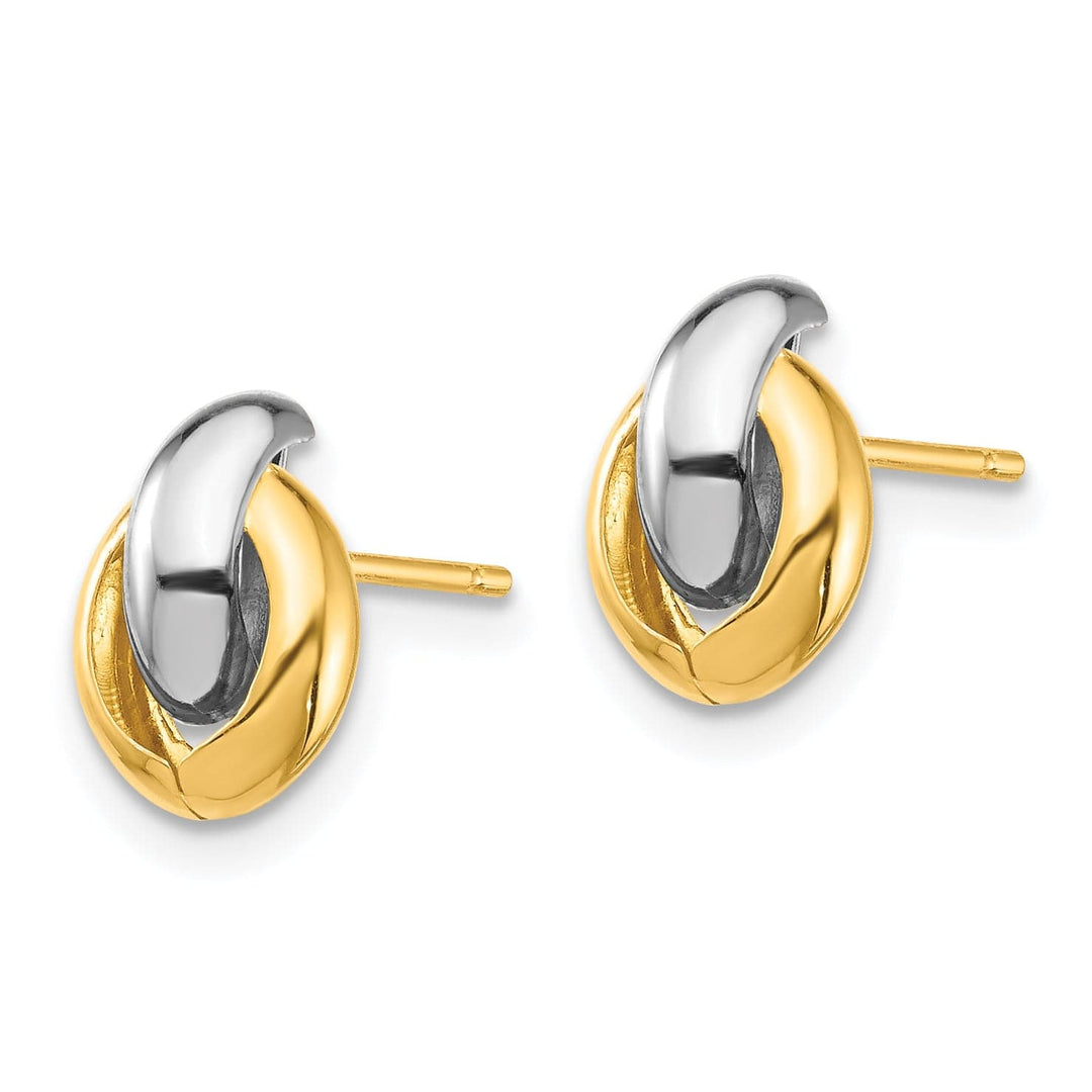 Lovely Rita's Earrings 14K Yellow Gold Timeless Polished 6.8mm Rhodium Oval Post Earrings