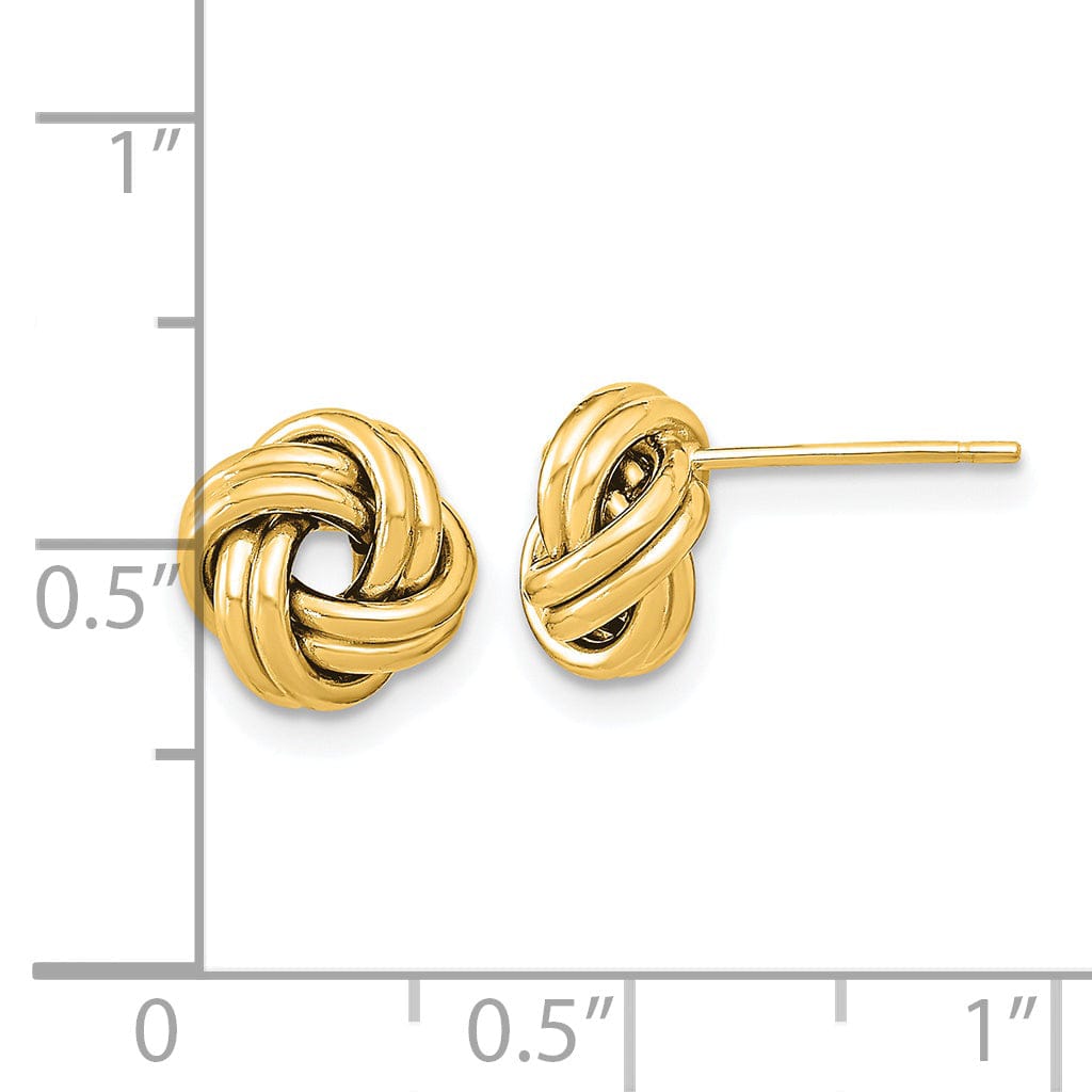 Lovely Rita's Earrings 14K Yellow Gold Timeless Polished 9mm Double Love Knot Post Earrings