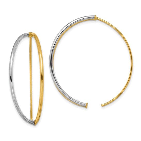 Lovely Rita's Earrings 14K Yellow Gold Timeless White Rhodium 40mm Threader Earrings