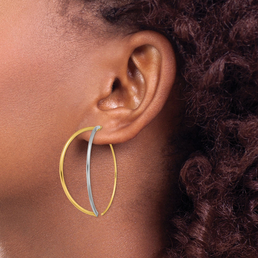 Lovely Rita's Earrings 14K Yellow Gold Timeless White Rhodium 40mm Threader Earrings