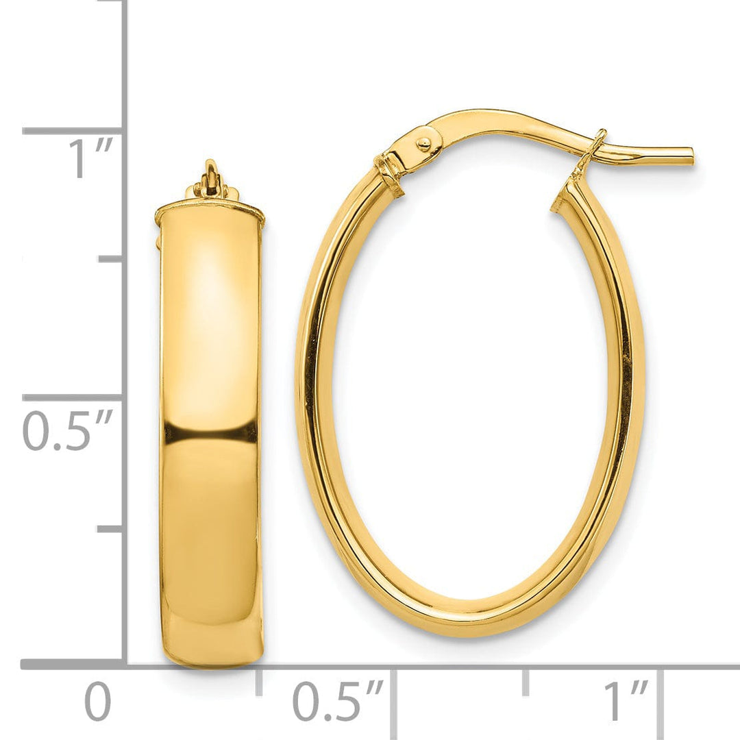 Lovely Rita's Earrings 14K Yellow Gold Trendy Polished 16.77 mm Oval Tube Hoop Earrings
