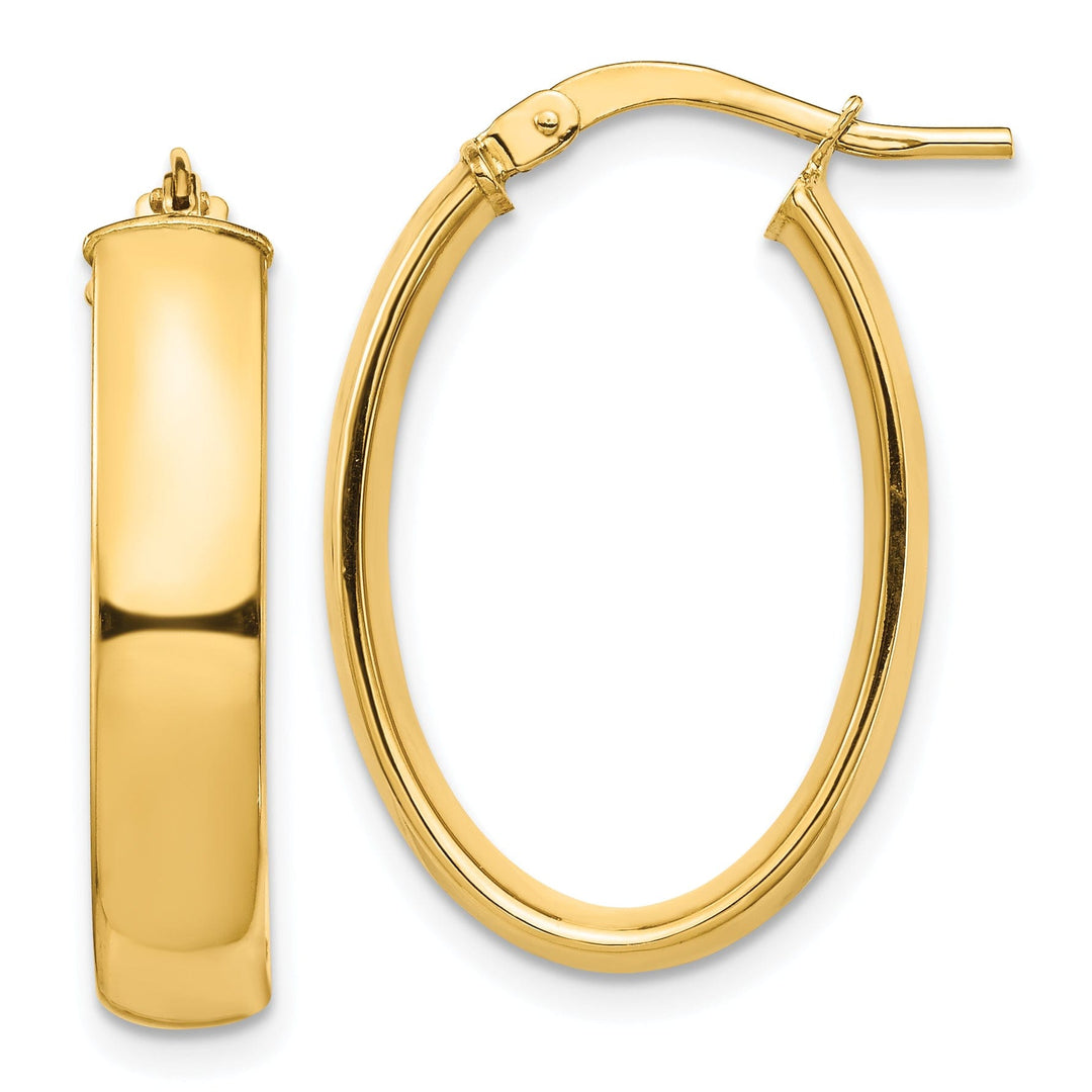 Lovely Rita's Earrings 14K Yellow Gold Trendy Polished 16.77 mm Oval Tube Hoop Earrings