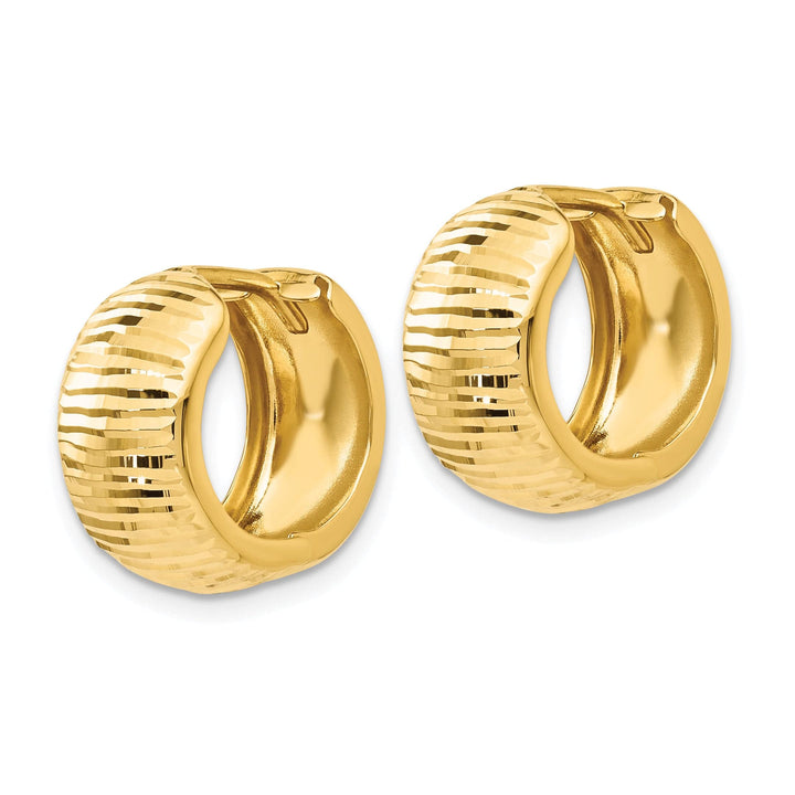 Lovely Rita's Earrings 14K Yellow Gold Unique Polished 8mm and Hinged Hoop Earrings
