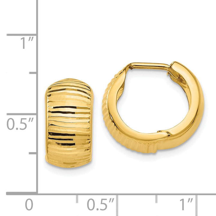 Lovely Rita's Earrings 14K Yellow Gold Unique Polished 8mm and Hinged Hoop Earrings