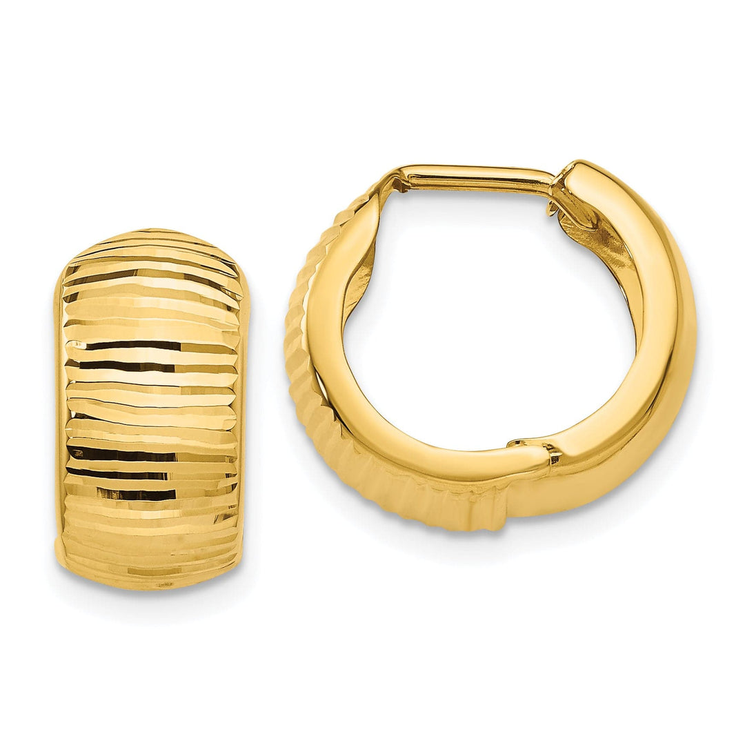 Lovely Rita's Earrings 14K Yellow Gold Unique Polished 8mm and Hinged Hoop Earrings
