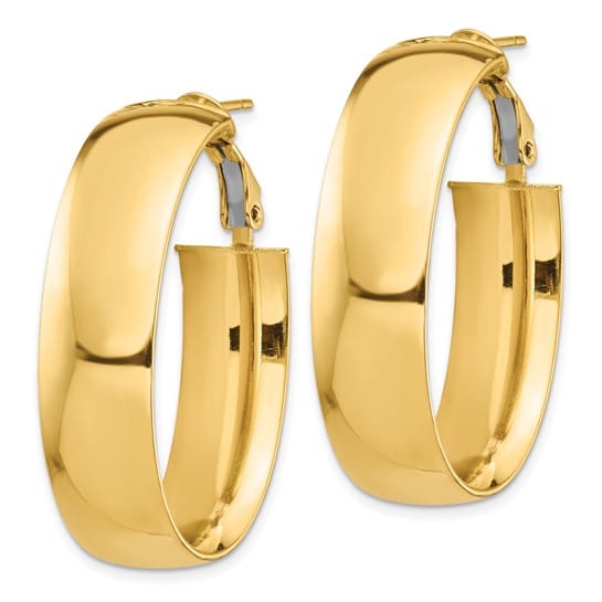 Lovely Rita's Earrings 14K Yellow Gold Versatile High Polished 23.84mm Oval Omega Hoops