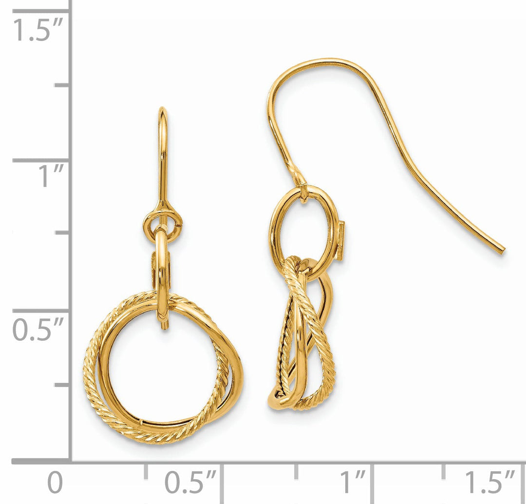 Lovely Rita's Earrings 14K Yellow Gold Versatile Polished 12mm Twisted Circle Hook Earrings