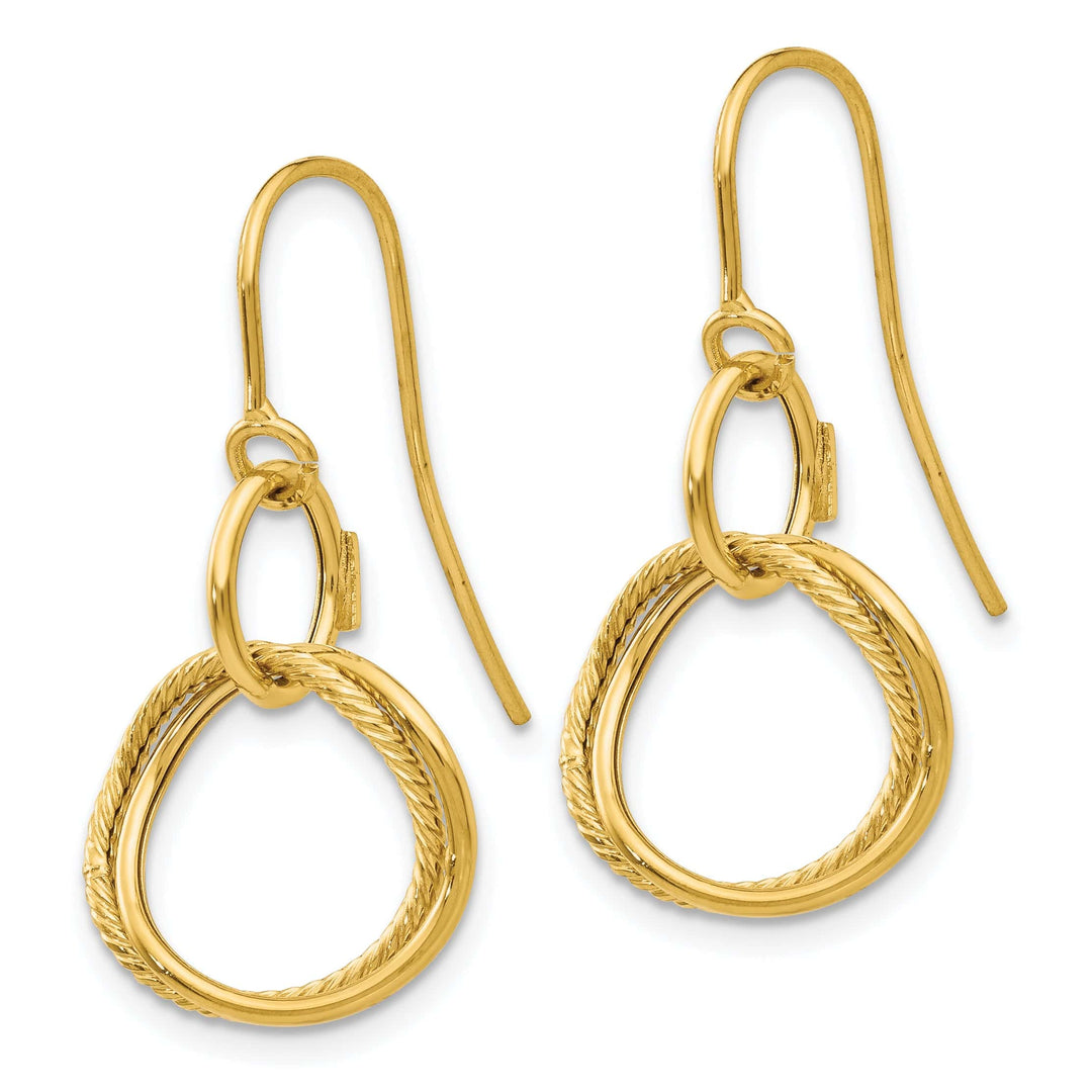Lovely Rita's Earrings 14K Yellow Gold Versatile Polished 12mm Twisted Circle Hook Earrings