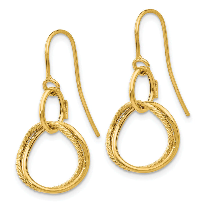 Lovely Rita's Earrings 14K Yellow Gold Versatile Polished 12mm Twisted Circle Hook Earrings