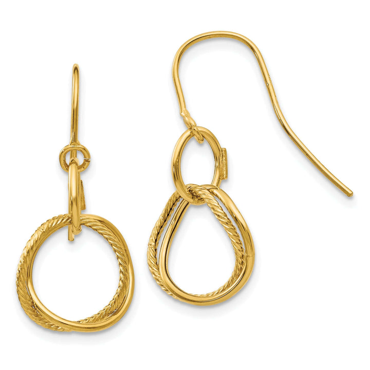 Lovely Rita's Earrings 14K Yellow Gold Versatile Polished 12mm Twisted Circle Hook Earrings