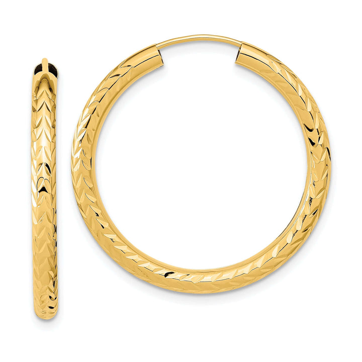 Lovely Rita's Earrings 14K Yellow Gold Vintage D.C 3.00x30mm Endless Hoop Earrings