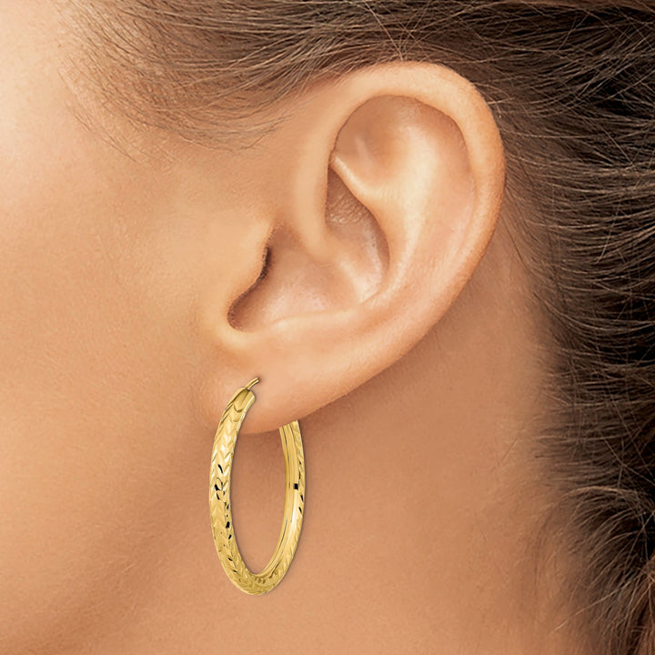Lovely Rita's Earrings 14K Yellow Gold Vintage D.C 3.00x30mm Endless Hoop Earrings