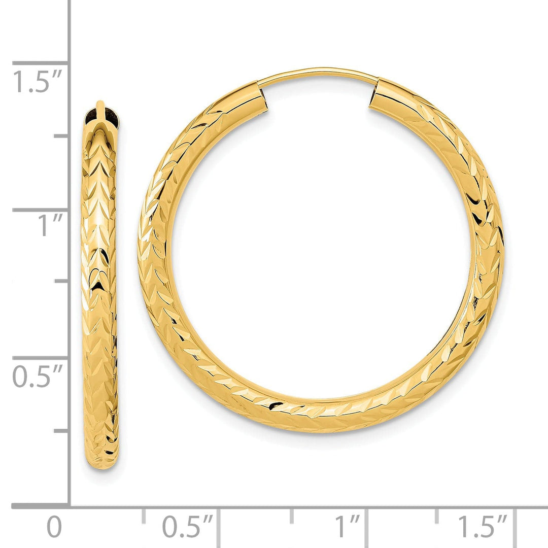 Lovely Rita's Earrings 14K Yellow Gold Vintage D.C 3.00x30mm Endless Hoop Earrings