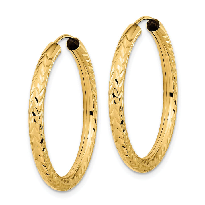 Lovely Rita's Earrings 14K Yellow Gold Vintage D.C 3.00x30mm Endless Hoop Earrings