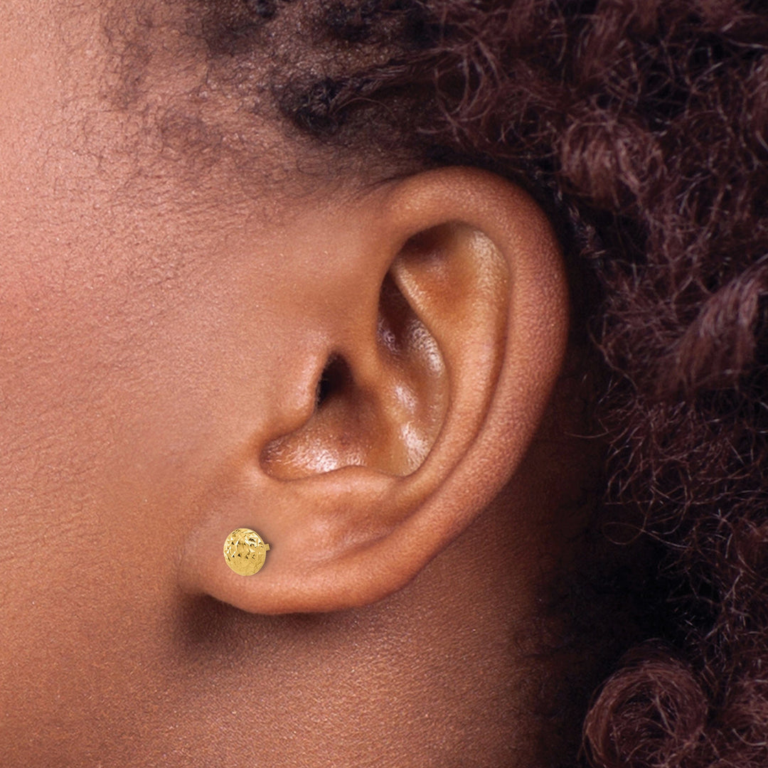 Lovely Rita's Earrings 14K Yellow Gold Vintage Diamond-Cut 5.53mm Button Post Earrings