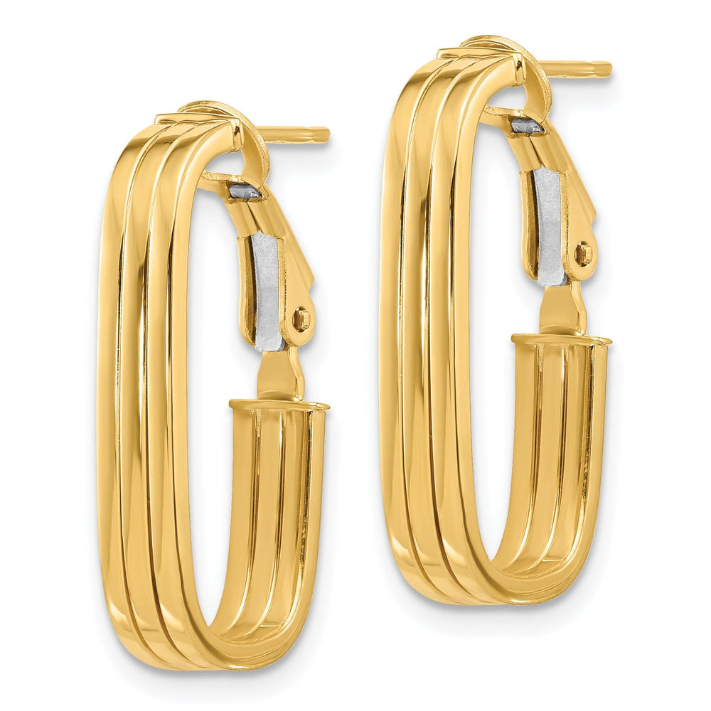 Lovely Rita's Earrings 14K Yellow Gold Vintage Polished 11.5mm Flat Tube Omega Hoops