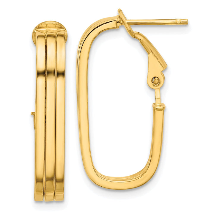 Lovely Rita's Earrings 14K Yellow Gold Vintage Polished 11.5mm Flat Tube Omega Hoops