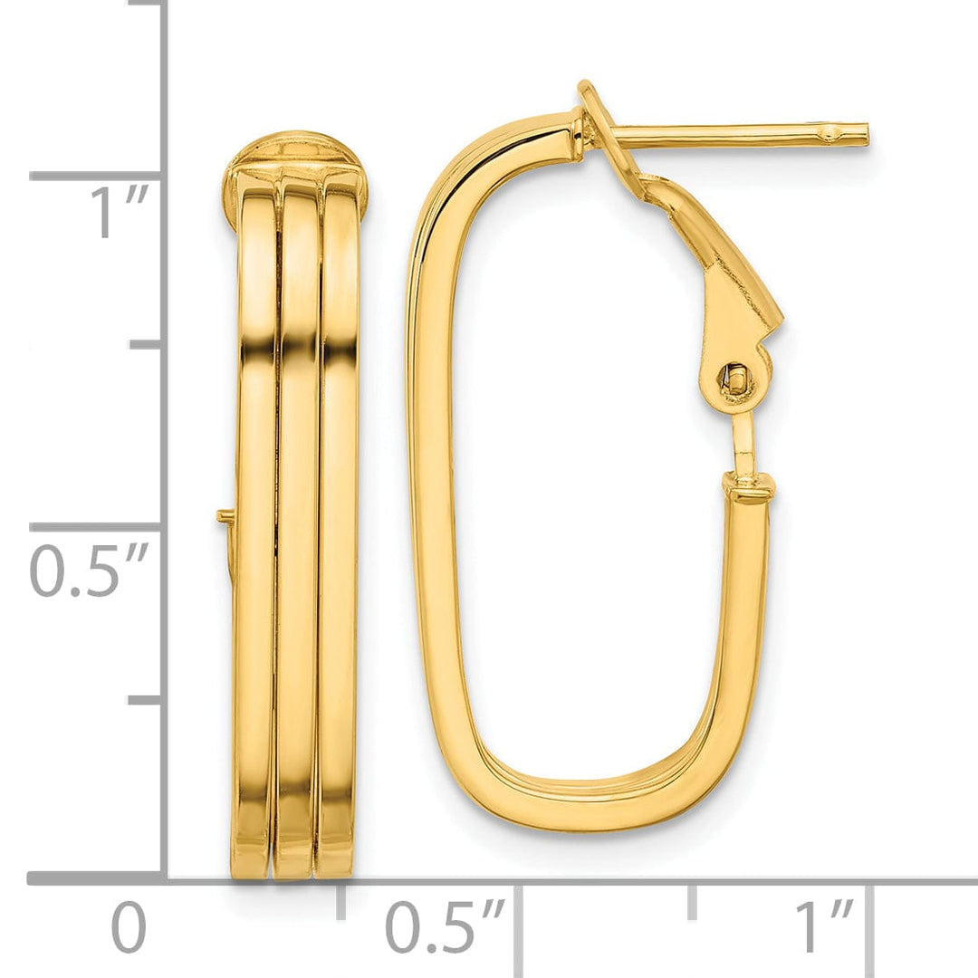 Lovely Rita's Earrings 14K Yellow Gold Vintage Polished 11.5mm Flat Tube Omega Hoops